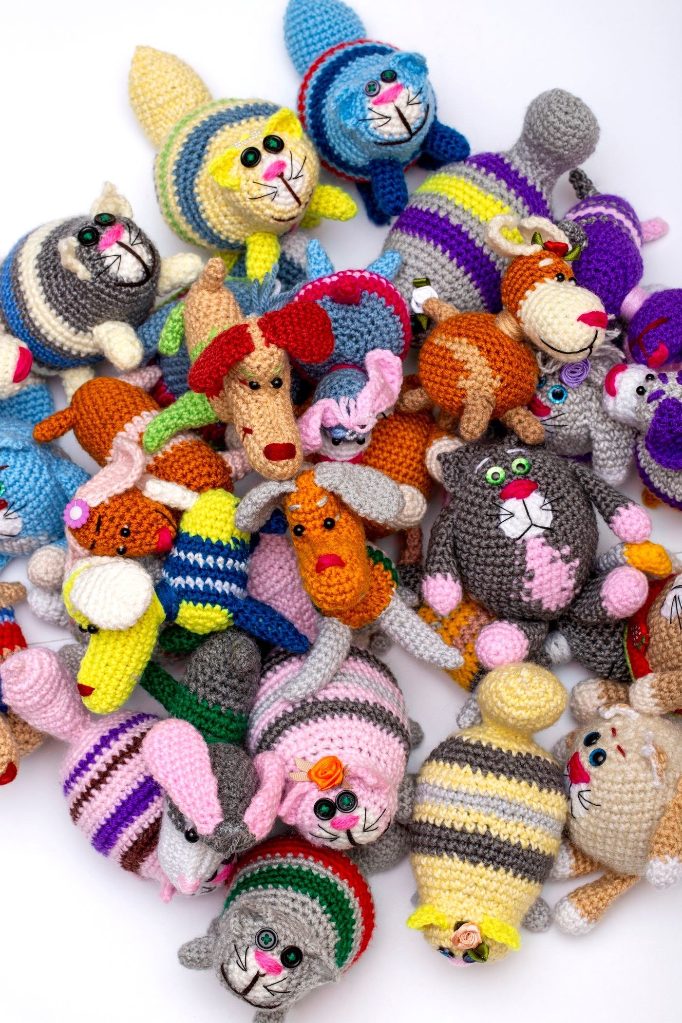 A vibrant collection of crochet amigurumi toys