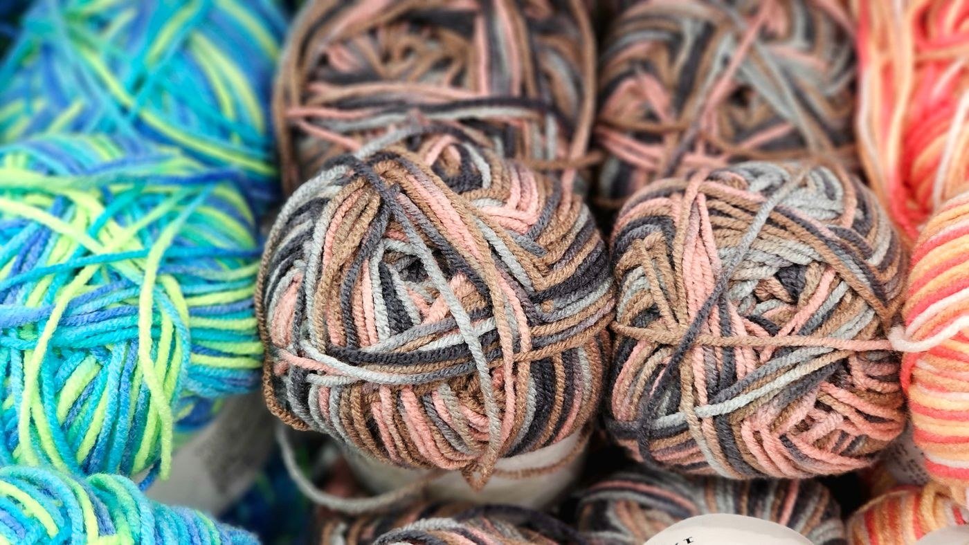 Colorful balls of yarn ideal for crochet